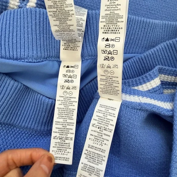 alo tennis club sweater knit bra skirt cardigan set Crystal Clear Blue - Picture 7 of 7